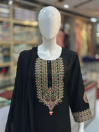 Dil-Kash Black Karandi Patchwork 3-Piece Suit Rumaisa Fashion
