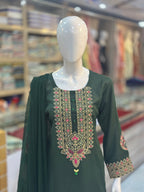 Dil-Kash Karandi Green | 3 Piece Suit | (RF-D1-KR-GR) Rumaisa Fashion