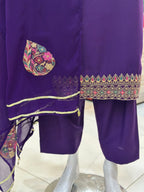 Dil-Kash Karandi Purple | 3 Piece Suit | (RF-D1-KR-PR) Rumaisa Fashion
