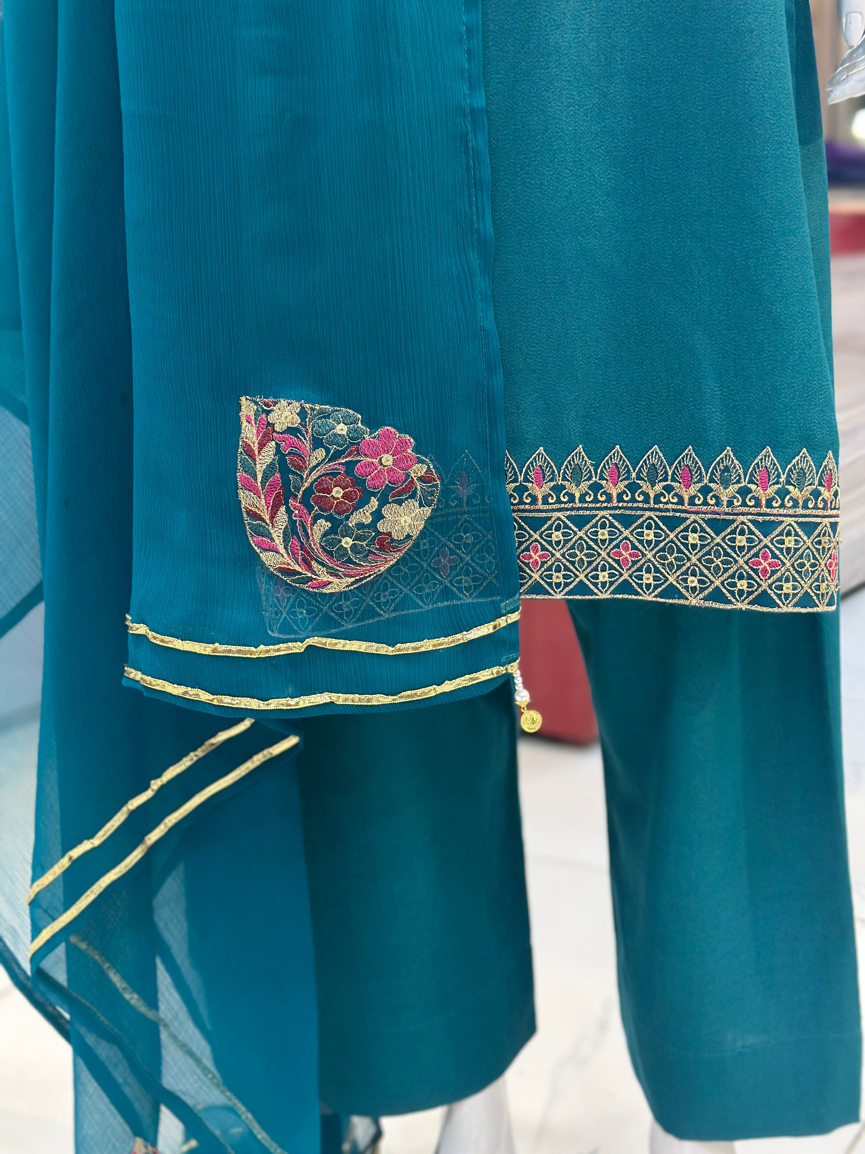 Dil-Kash Karandi Zinc | 3 Piece Suit | (RF-D1-KR-ZN) Rumaisa Fashion