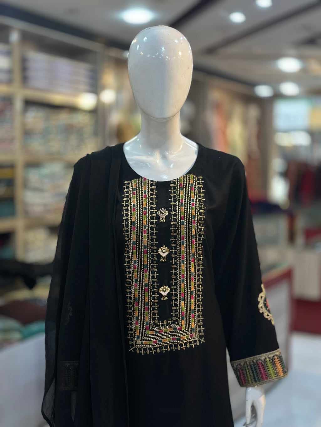 Gul-E-Arzo Karandi Black | 3 Piece Suit | (RF-D2-KR-BK) Rumaisa Fashion