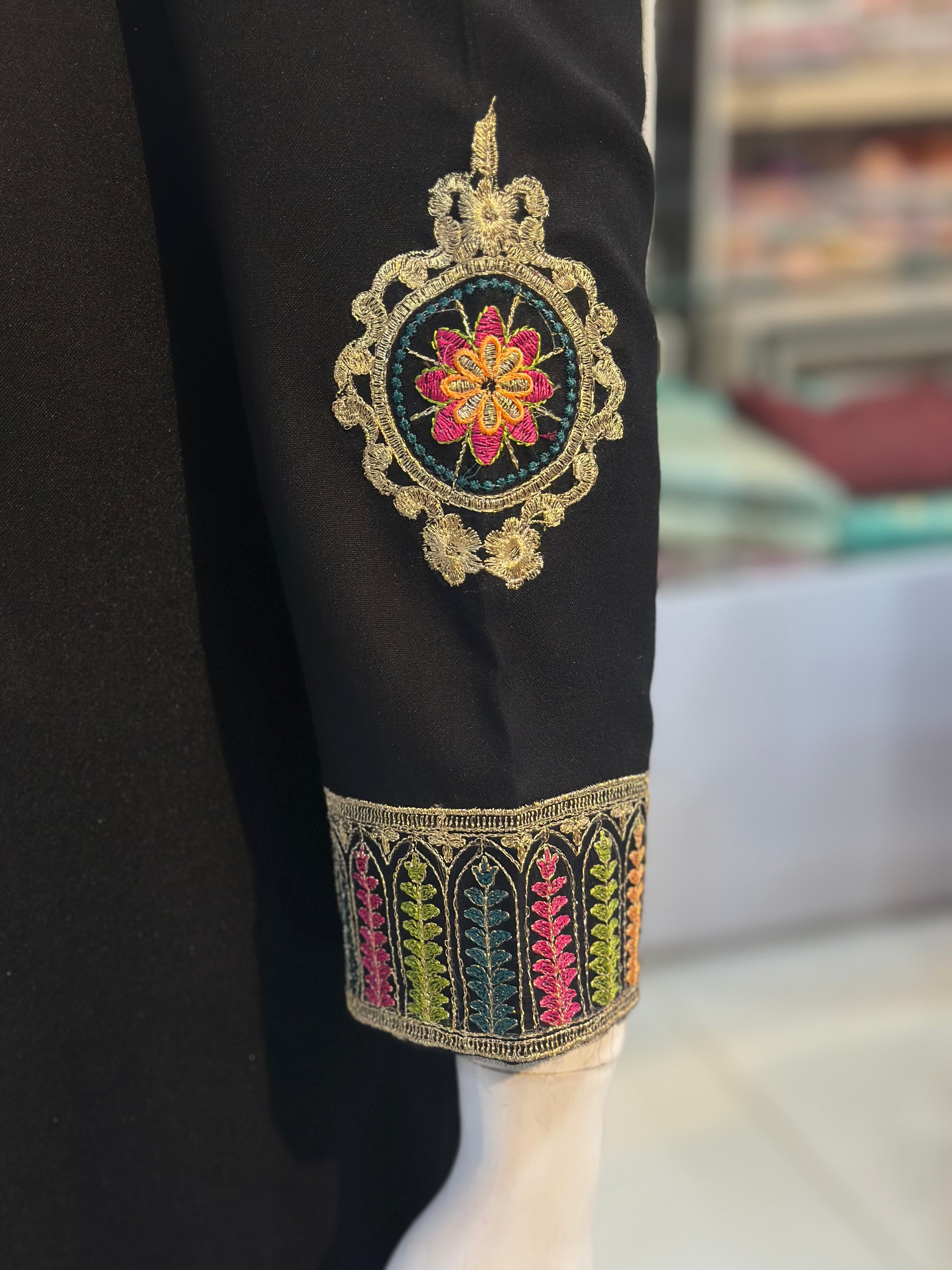 Gul-E-Arzo Karandi Black | 3 Piece Suit | (RF-D2-KR-BK) Rumaisa Fashion