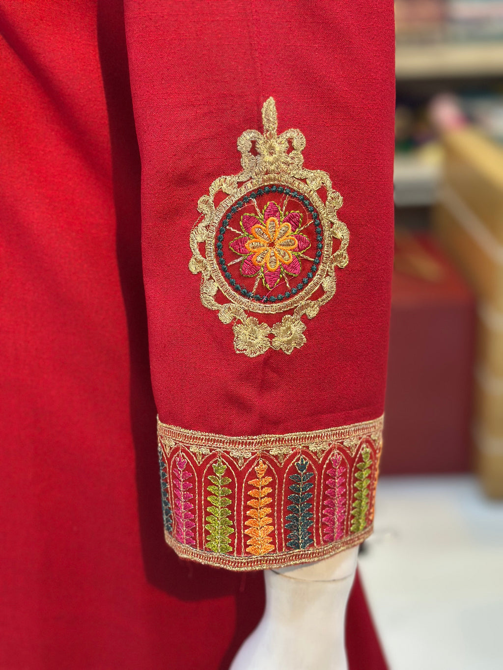 Gul-E-Arzo Karandi Red | 3 Piece Suit | (RF-D2-KR-RD) Rumaisa Fashion