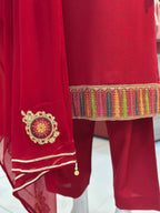 Gul-E-Arzo Karandi Red | 3 Piece Suit | (RF-D2-KR-RD) Rumaisa Fashion