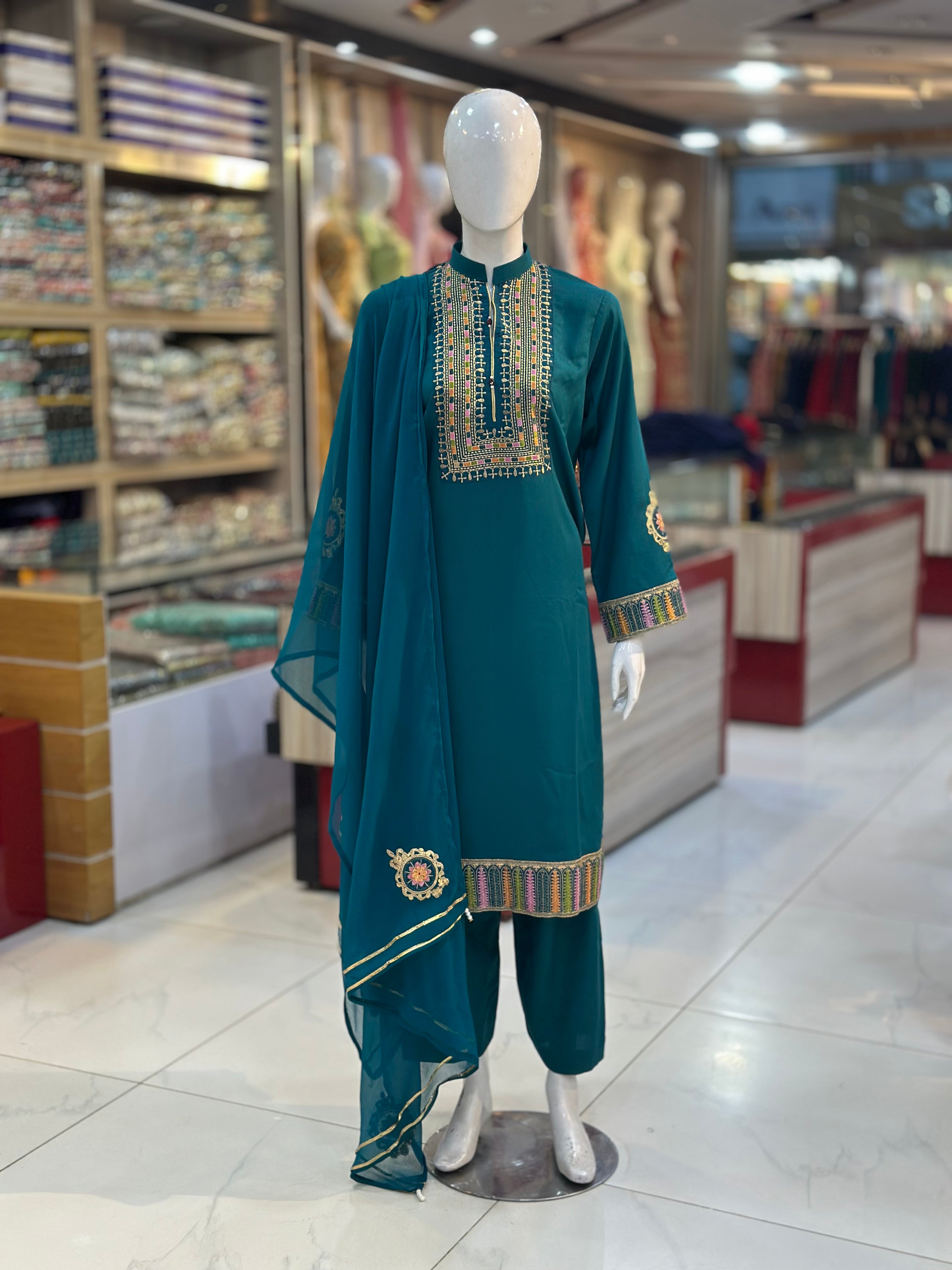 Gul-E-Arzo Karandi Zinc | 3 Piece Suit | (RF-D2-KR-ZN) Rumaisa Fashion