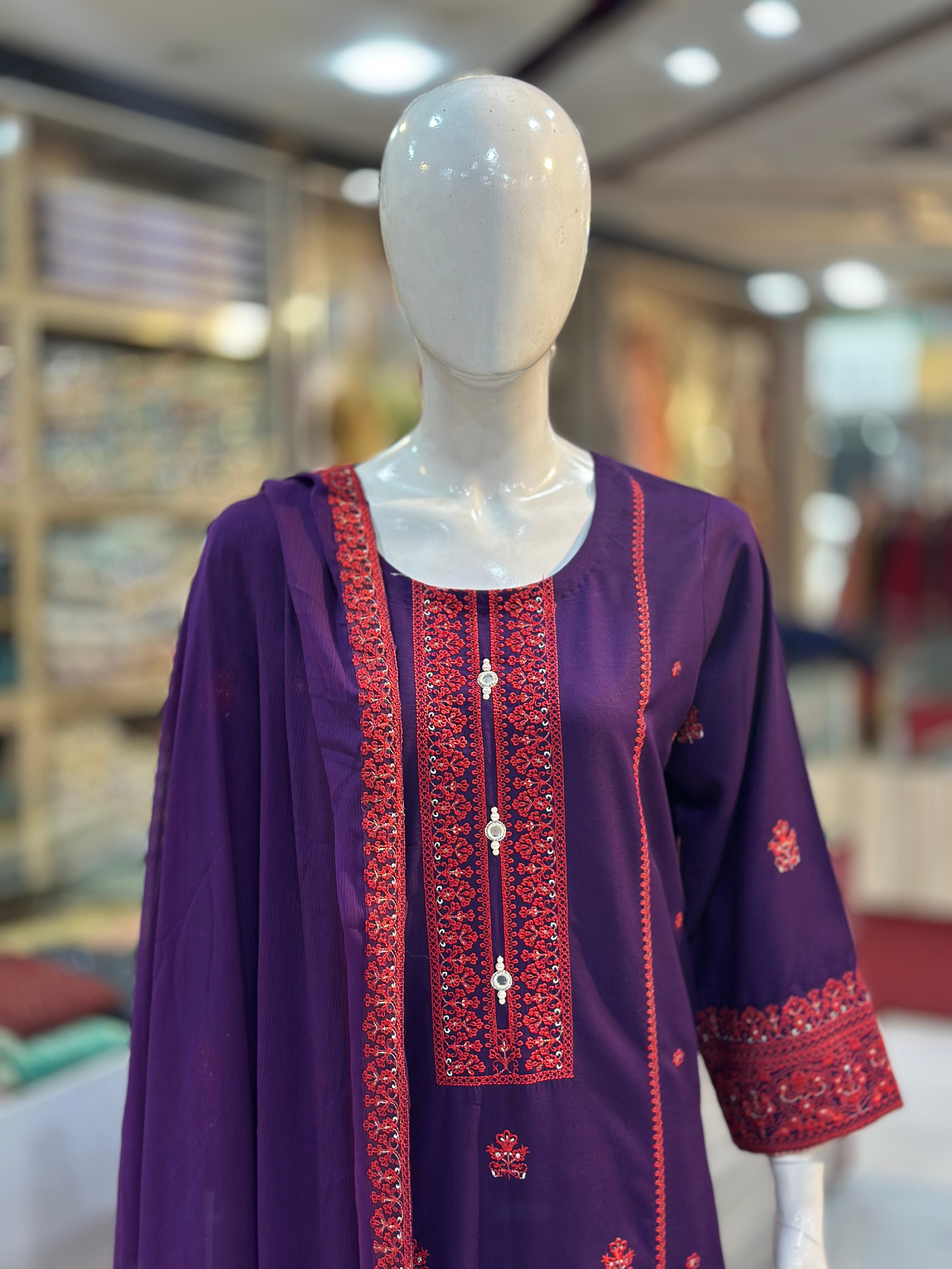 Kashish Karandi Purple | 3 Piece Suit | (RF-D4-KR-PR) Rumaisa Fashion