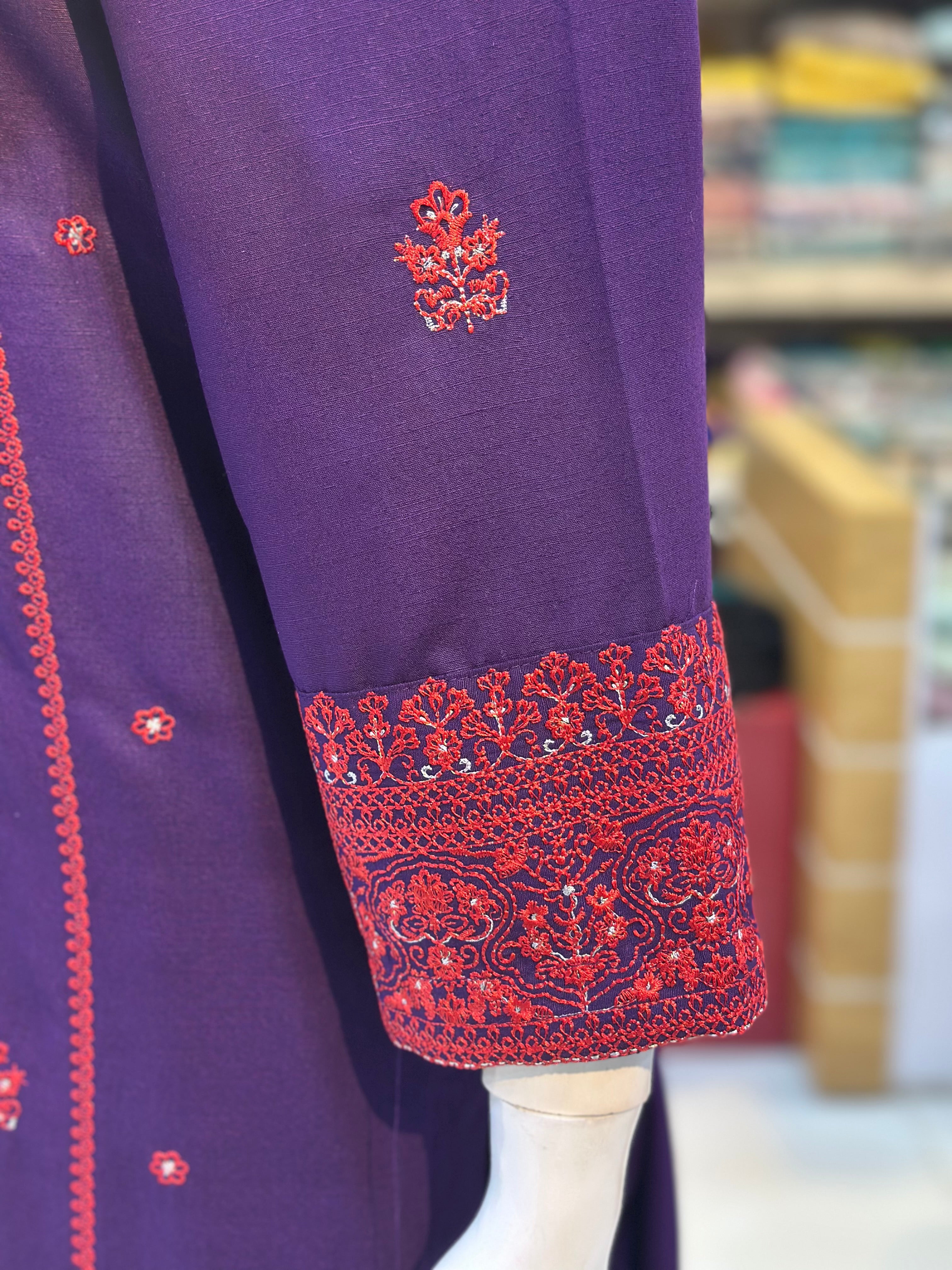 Kashish Karandi Purple | 3 Piece Suit | (RF-D4-KR-PR) Rumaisa Fashion