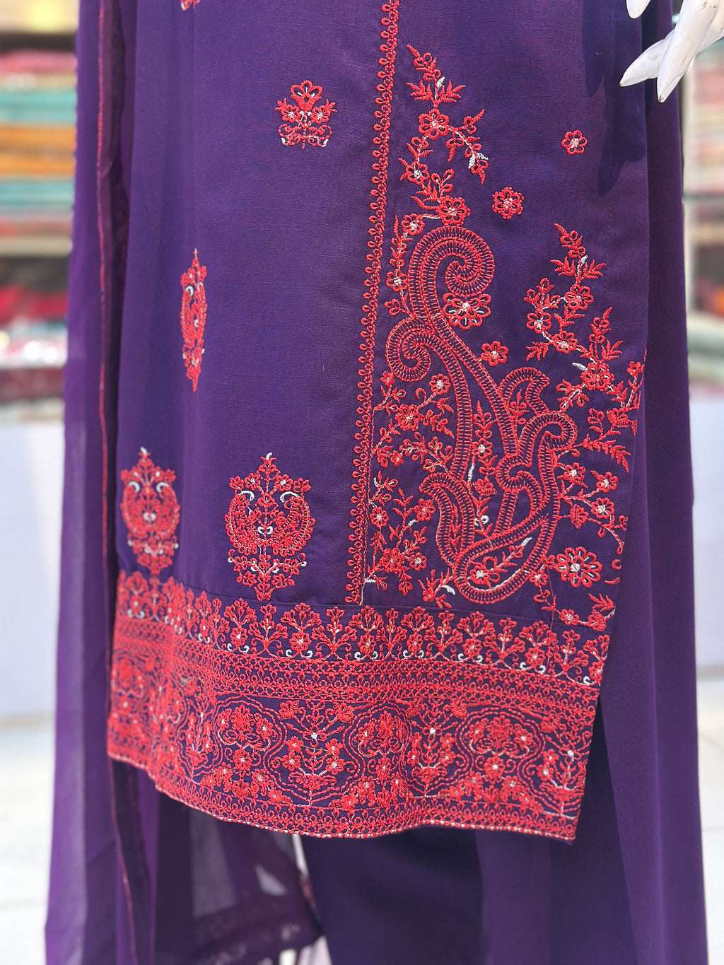 Kashish Karandi Purple | 3 Piece Suit | (RF-D4-KR-PR) Rumaisa Fashion